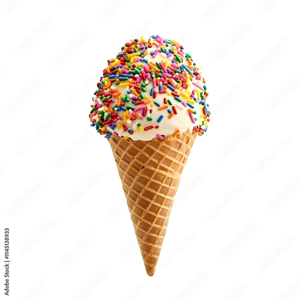 ice cream cone with vanilla scope with colorful sprinkles on transparent background ice cream cone with vanilla scope with colorful sprinkles on transparent background