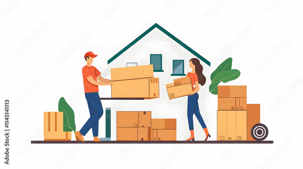 Young couple moving into a new home Young couple moving into a new home