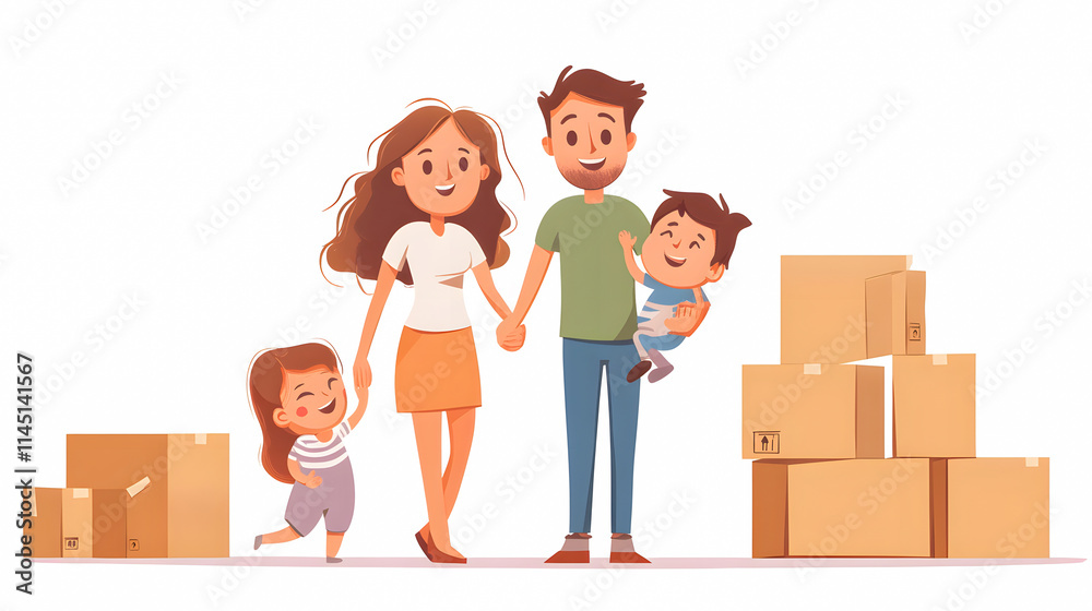A young family moving into their new home. A young family moving into their new home.