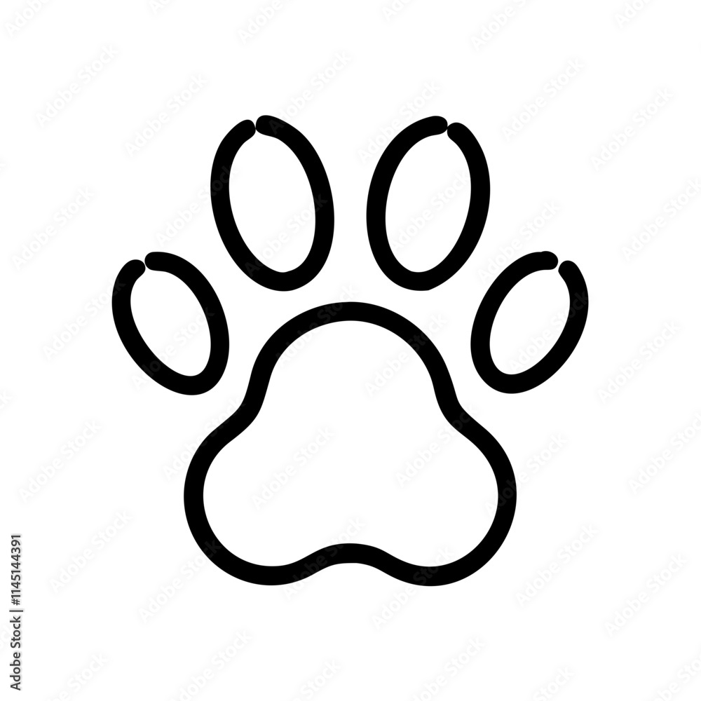Minimalist animal paw print icon symbolizing pets, love, and wildlife