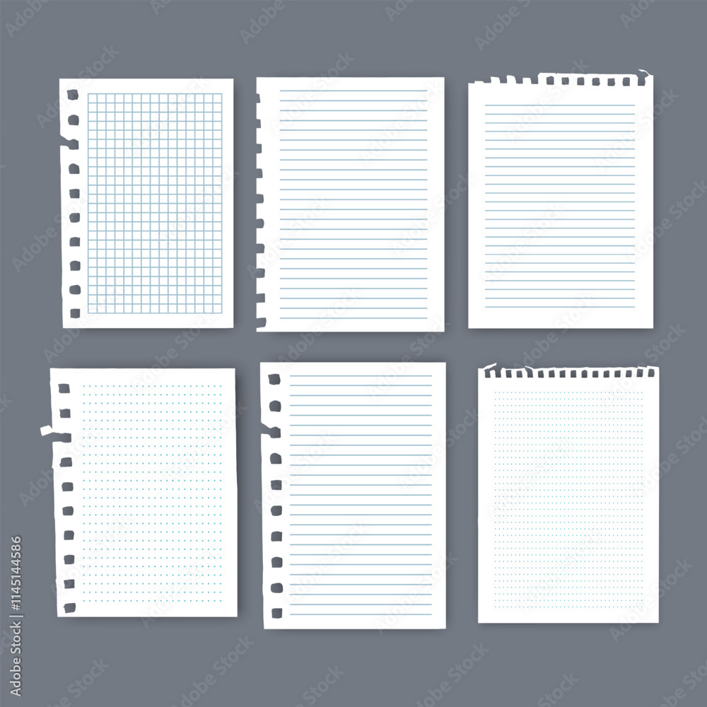 Notebook or book page, Sheets from notebook, Vector illustration Notebook or book page, Sheets from notebook, Vector illustration