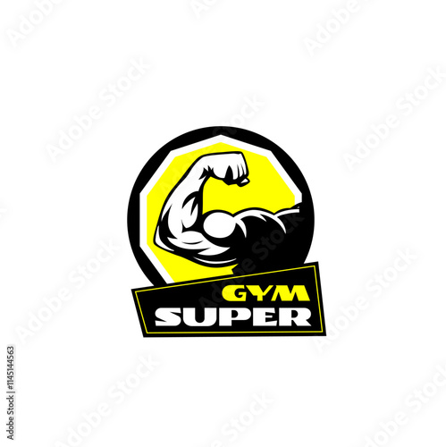 Logo with a silhouette of a muscular arm