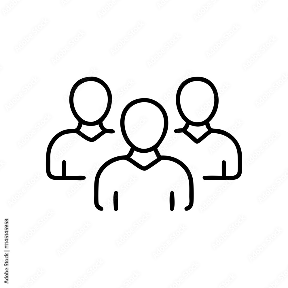 Minimalist group of people icon symbolizing teamwork, community, and collaboration Minimalist group of people icon symbolizing teamwork, community, and collaboration