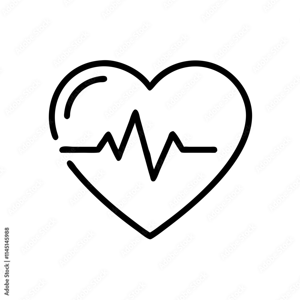Minimalist heart with heartbeat icon symbolizing health, love, and vitality Minimalist heart with heartbeat icon symbolizing health, love, and vitality
