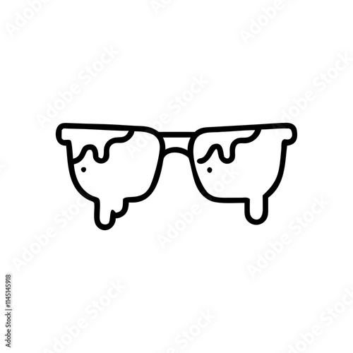 Minimalist dripping sunglasses icon symbolizing fashion and summer aesthetics