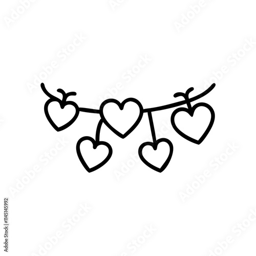 Minimalist heart garland icon symbolizing love, romance, and celebrations