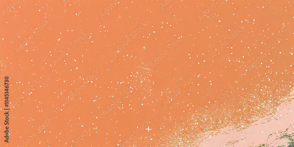 Fototapeta premium Abstract Image of Peach-Colored Sky with White Dots and Streak