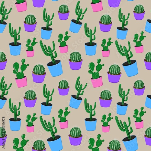seamless pattern with cactuses