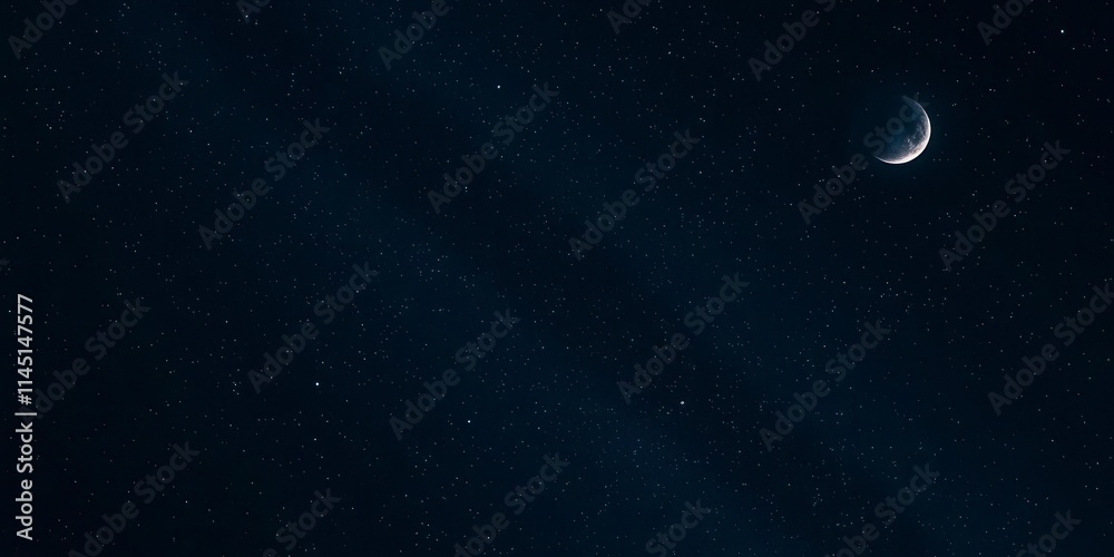 Fototapeta premium A mesmerizing starry night sky filled with countless twinkling stars and a bright full moon, tranquil, universe, space