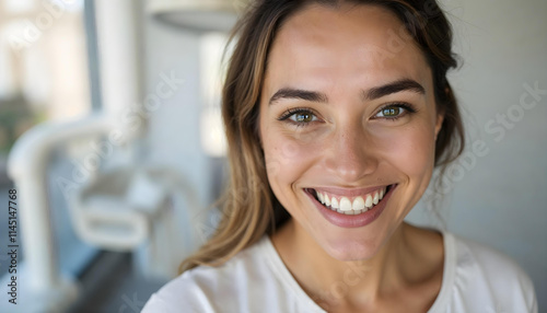a woman smiling confidently, showcasing her healthy, radiant teeth - dental photo v2.