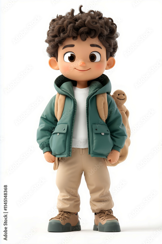 A little boy with a backpack and a teddy bear A little boy with a backpack and a teddy bear