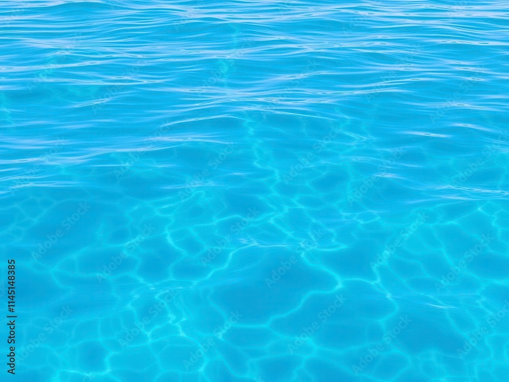 Blue turquoise water with foamy waves in the ocean, serene, ripple Blue turquoise water with foamy waves in the ocean, serene, ripple