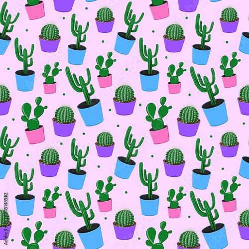 seamless pattern with cactuses