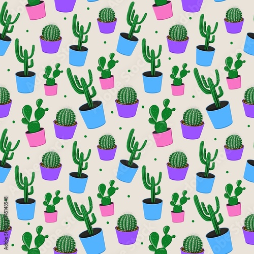 seamless pattern with cactuses