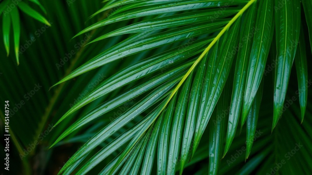 Close up of a natural green palm leaf texture in tropical setting, nature, palm leaf Close up of a natural green palm leaf texture in tropical setting, nature, palm leaf