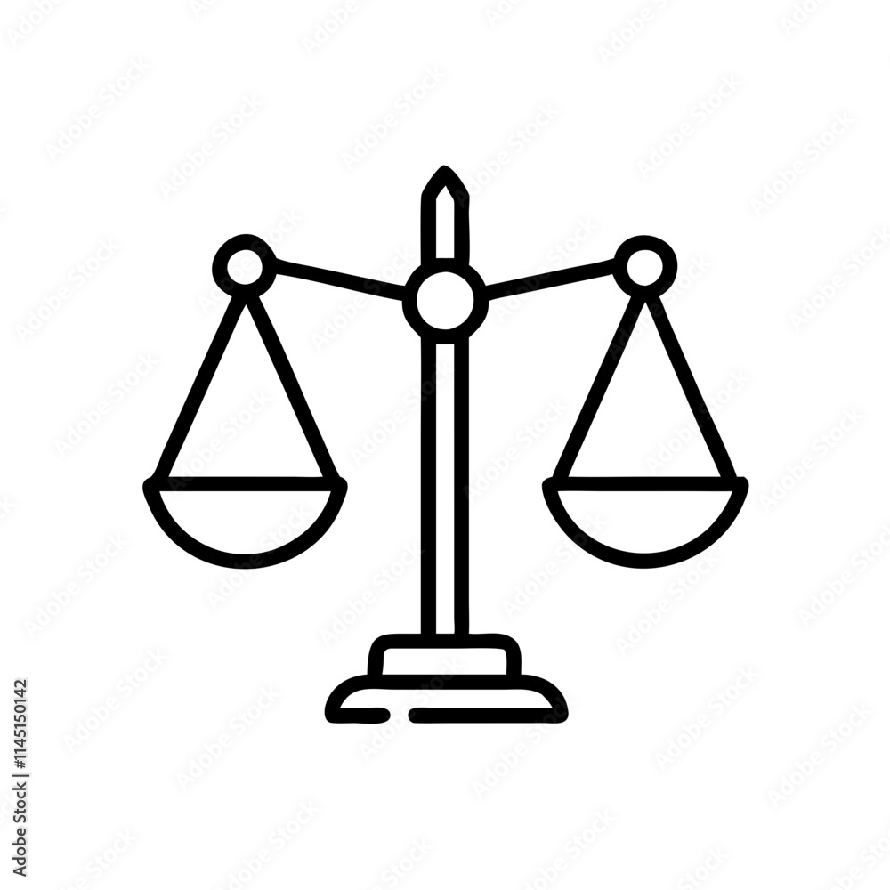 Minimalist scales of justice icon symbolizing fairness, balance, and law Minimalist scales of justice icon symbolizing fairness, balance, and law
