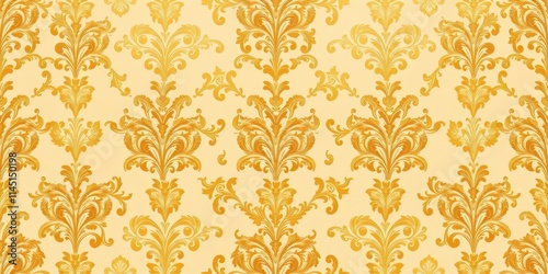 Elegant and intricate floral design with golden accents on a seamless royal wallpaper, seamless, ornate photo