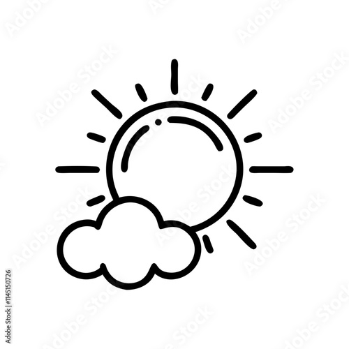 Minimalist sun with a cloud icon symbolizing weather, summer, and optimism