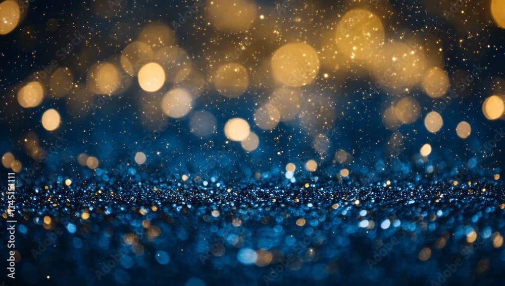 Fotografie Golden and blue particles and sprinkles for a holiday celebration