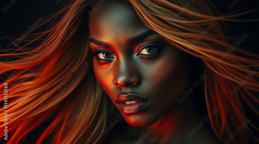 Portrait of a beautiful woman with flyaway hairs in the wind breeze. Portrait of a beautiful woman with flyaway hairs in the wind breeze.