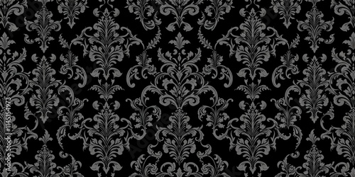 Intricate seamless gothic damask wallpaper design for interior decoration, vintage, design