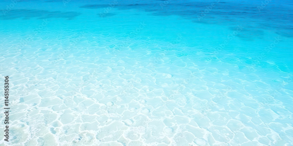 Pure blue turquoise water texture of the ocean sea with foam from waves, scenic, serene Pure blue turquoise water texture of the ocean sea with foam from waves, scenic, serene
