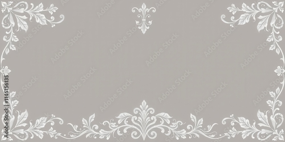 Luxurious silver lace border with intricate leaf design on a rich silver background, background, elegant Luxurious silver lace border with intricate leaf design on a rich silver background, background, elegant
