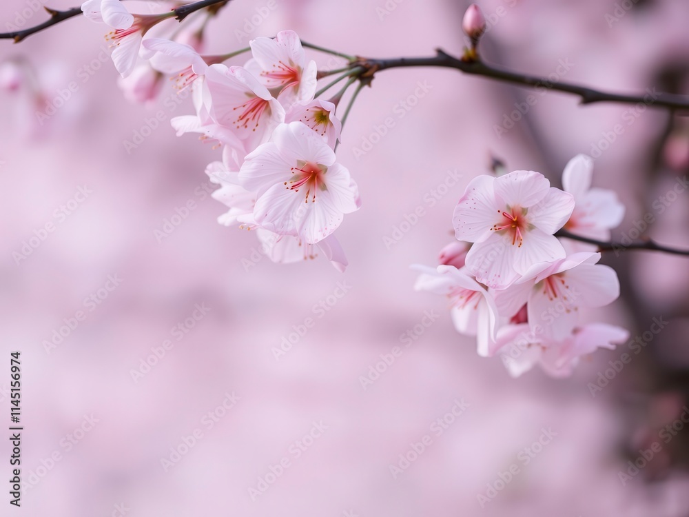 Pink sakura petals falling in soft focus background, nature, delicate, bloom Pink sakura petals falling in soft focus background, nature, delicate, bloom