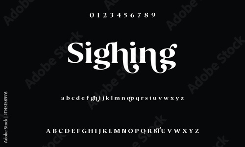 Elegant and modern serif alphabet font uppercase and numberfonts victorian typeface