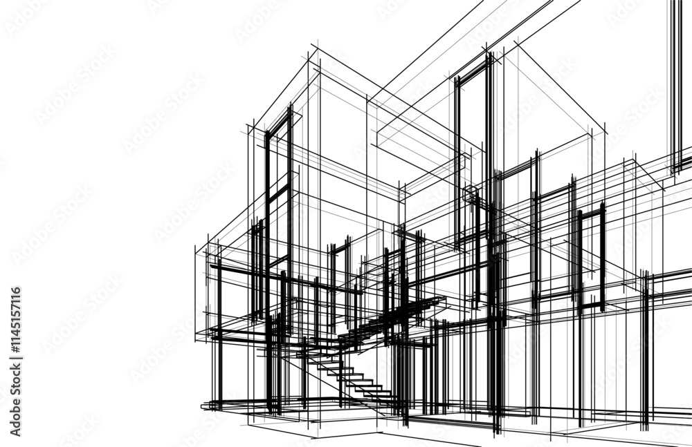 architectural drawing 3d illustration architectural drawing 3d illustration