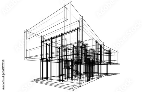 House sketch 3d rendering