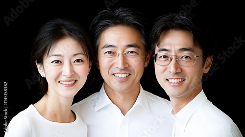 Warm portrait of a smiling multi-generational family in casual clothing against a soft-focus background celebrating unity happiness and togetherness in a relaxed indoor setting