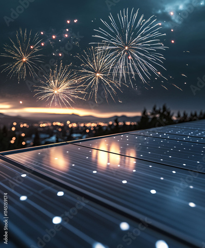 Solar Panels Illuminated by Fireworks in 2025