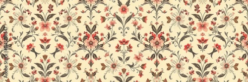 Vintage wallpaper featuring a delicate floral print in muted tones, perfect for a nostalgic touch to any space, pattern, nostalgic, pastel