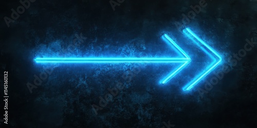 Neon electric blue outline in the shape of an arrow, glowing softly against a black surface
