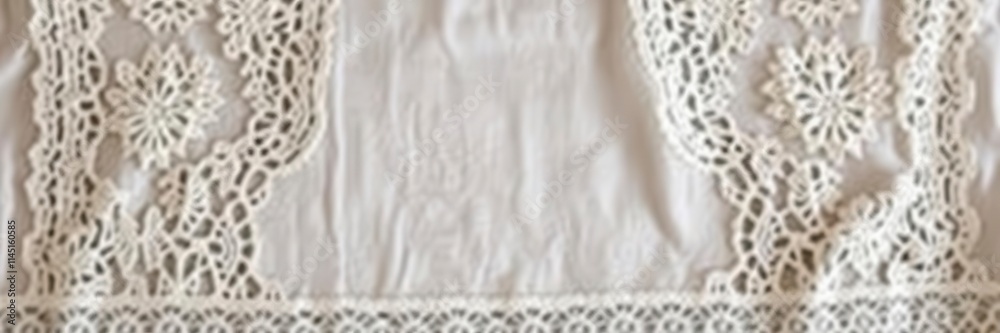 Obraz premium Vintage white cloth with intricate lace details creating a seamless background suitable for various design projects, cloth, background