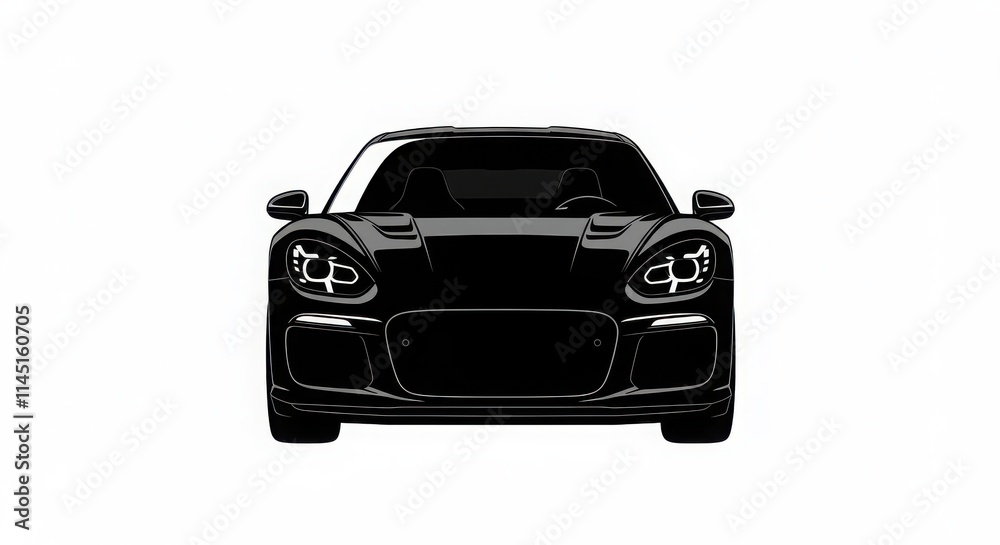 Car Silhouette white background, Sports car silhouette vector artwork on white background Car Silhouette white background, Sports car silhouette vector artwork on white background
