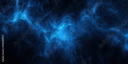 Sleek neon light frame in electric blue, radiating a soft glow on a dark, deep black canvas