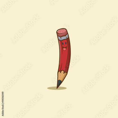 Vector cute pencil cartoon style.