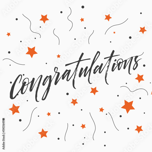 Congratulations hand lettering design. Vector handwritten typography text. Congratulatory phrase.
