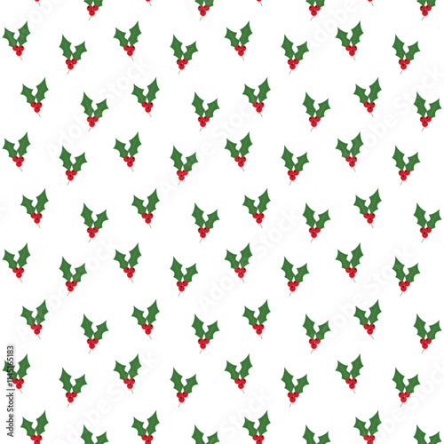 Rowan Berry Seamless Pattern. Vector Illustration of Merry Christmas and Happy New Year Holiday Concept. Winter Seasonal Greetings. Flat Style.