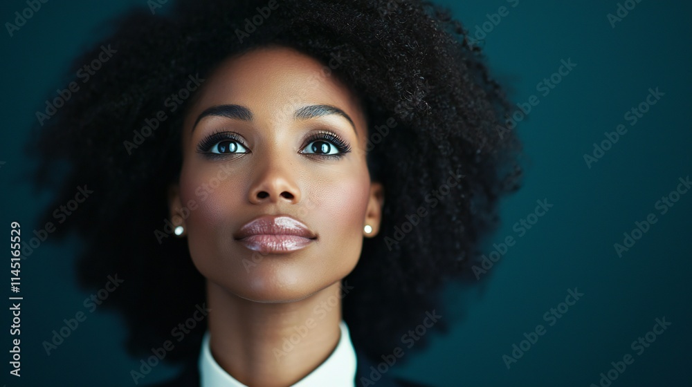 Fototapeta premium Black History Month Confident Black Woman Portrait Afro Hairstyle Business