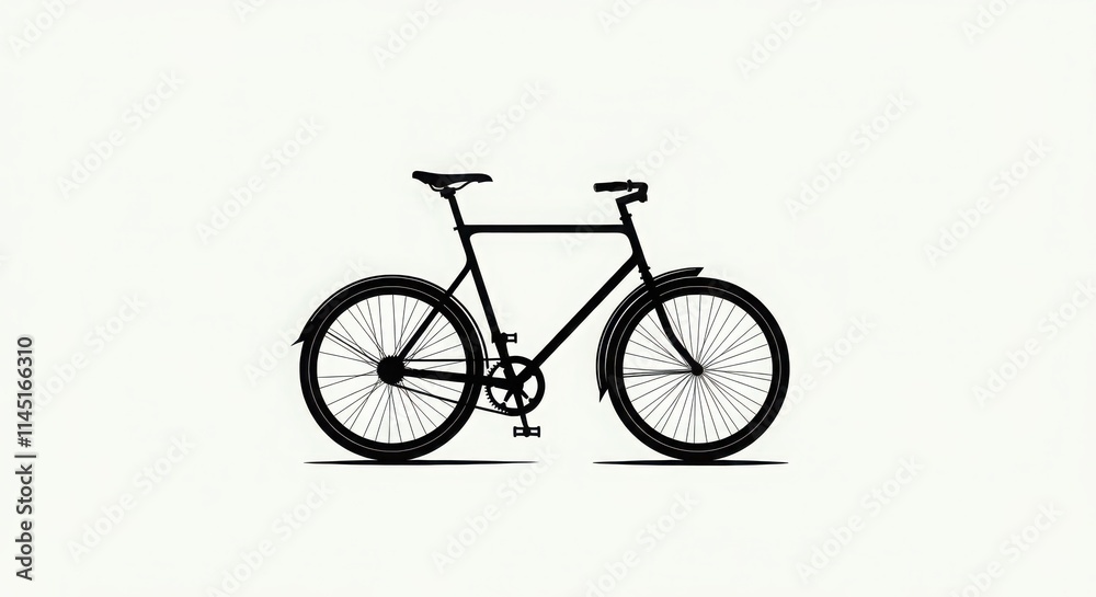 Fototapeta premium Cycle black and white Silhouette isolated background, Silhouette of a carbon fiber road racing bicycle
