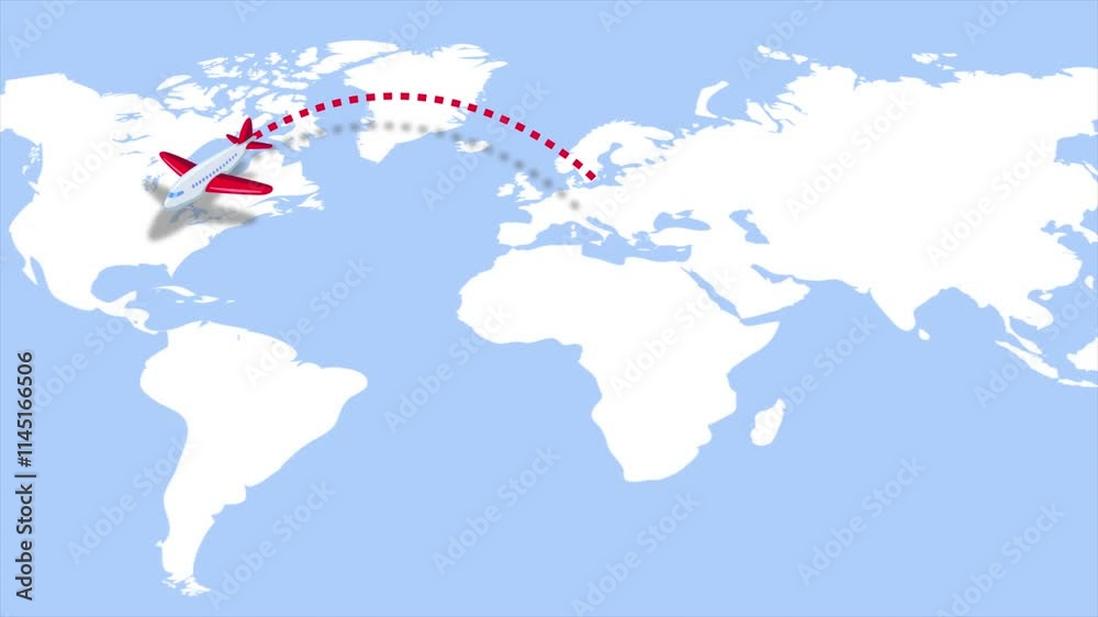 Animated flight of the plane over the map