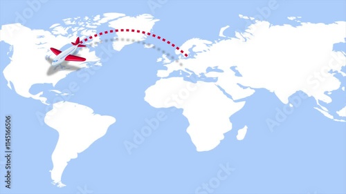 Animated flight of the plane over the map
