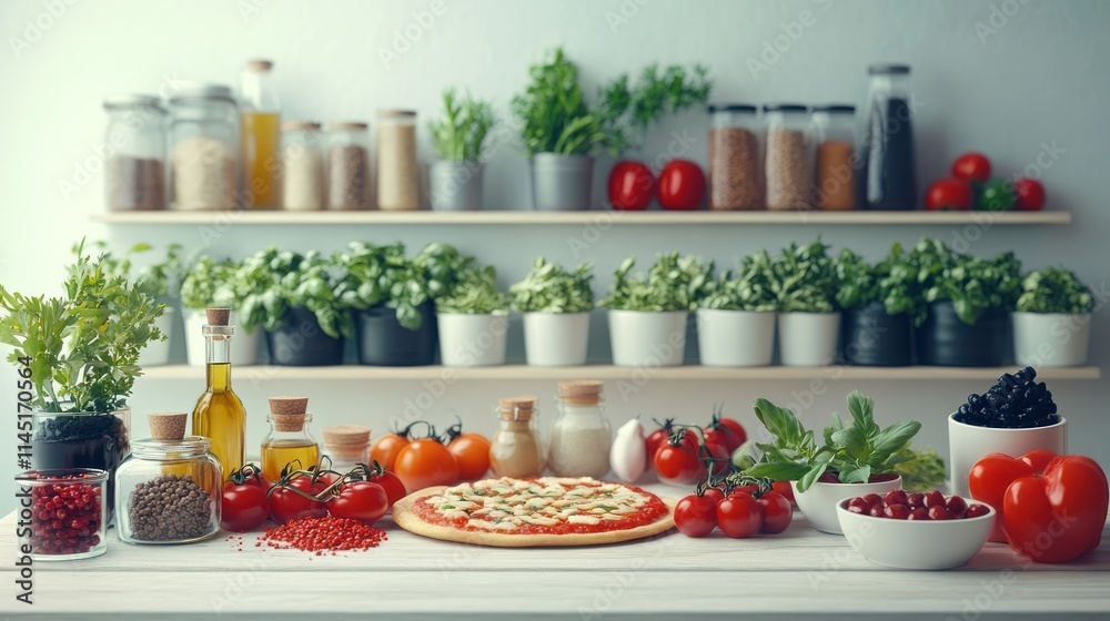 Delicious homemade pizza with fresh ingredients. Delicious homemade pizza with fresh ingredients.