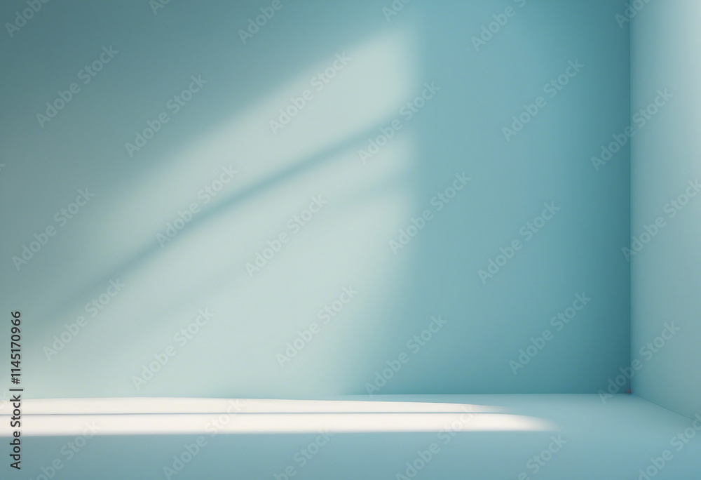 Minimalistic abstract gentle light blue background for product presentation with sunny light and int Minimalistic abstract gentle light blue background for product presentation with sunny light and int