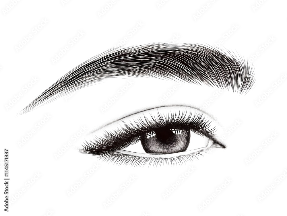 a digital illustration of a well-defined eyebrow, a close-up detail a digital illustration of a well-defined eyebrow, a close-up detail
