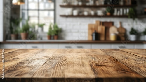 blank table blur kitchen background chrismas