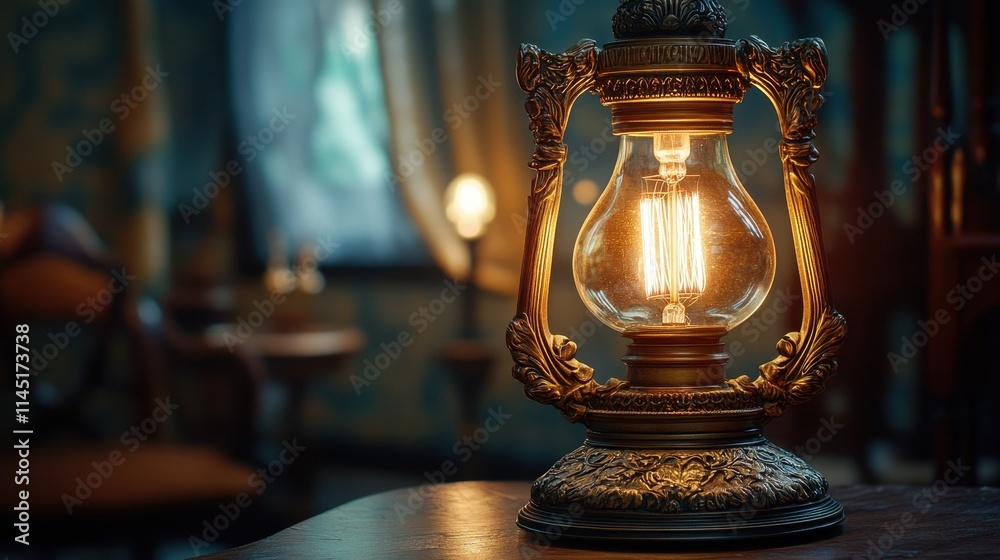An ornate oil lamp emits a soft, inviting light against a pristine backdrop, highlighting its exquisite craftsmanship. An ornate oil lamp emits a soft, inviting light against a pristine backdrop, highlighting its exquisite craftsmanship.